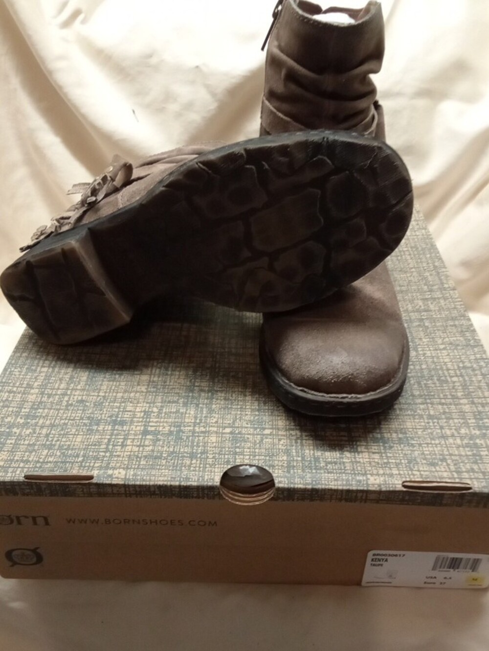 Born Suede Slouchy Mid-Calf Boots in Taupe - Picture 3 of 3